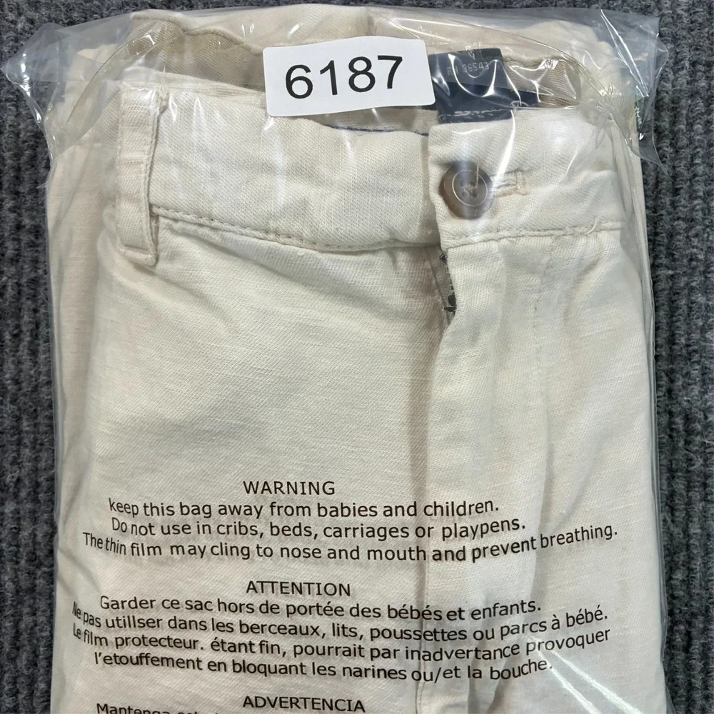 IZOD Mens Chino Pants Size 36x32 Beige‎ Cotton Linen Flat Front Mid Rise